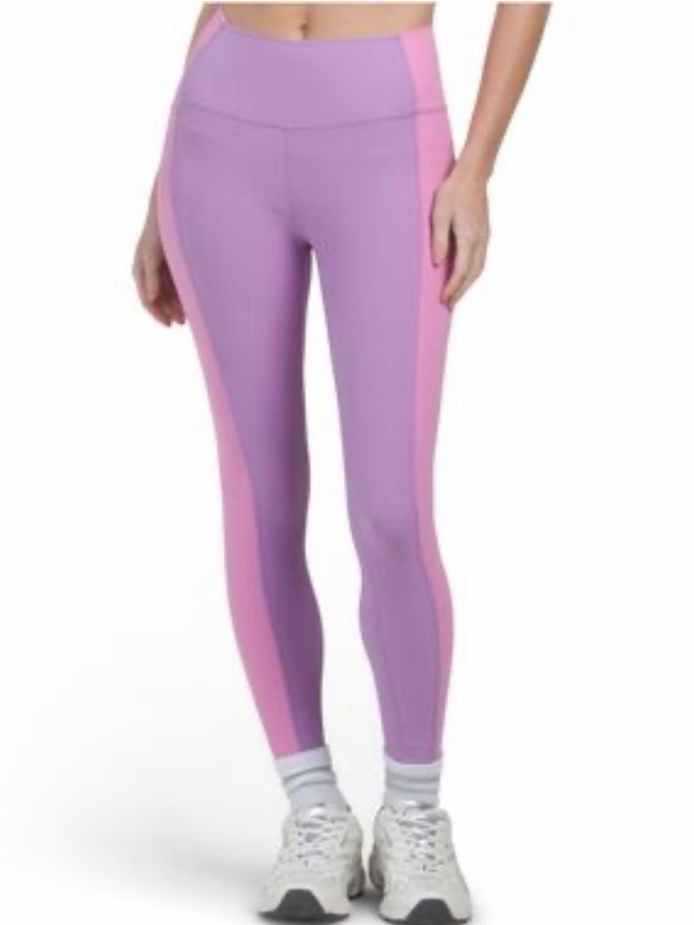 WILO the Label Colorblock Lavender & Pink High-Waist Ribbed Leggings Sz XS